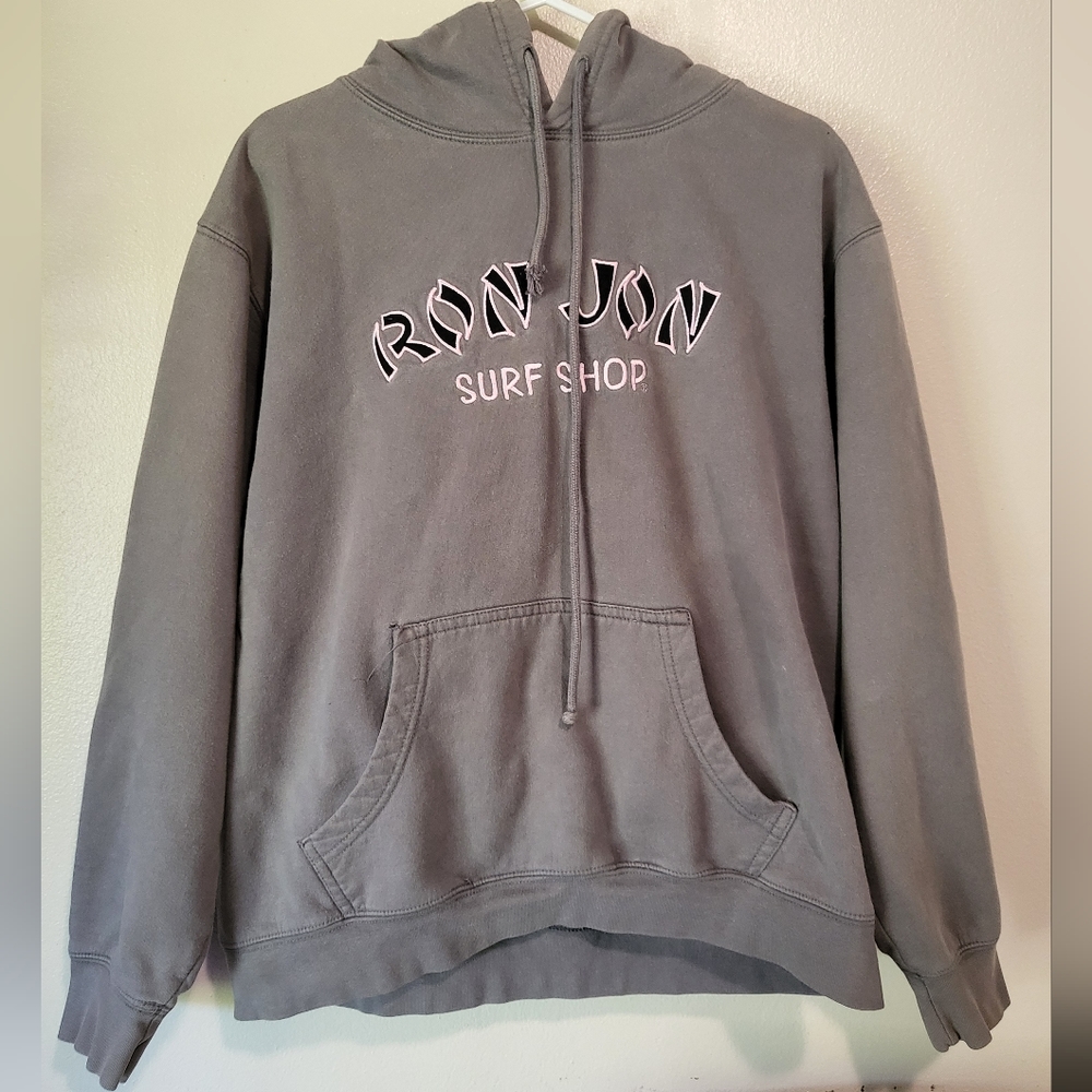 Ron Jon surf shop grey/pink Hoodie y2k size large